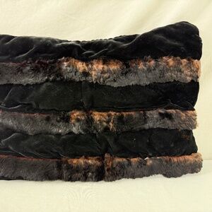 Vintage Brown and Black Fur Hand Warmer Purse Velvet Backing Zipper